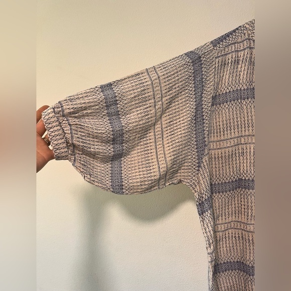 Anthropologie Maeve Yarn Dyed Blue White Boho Button Down Lena Tunic Size XS - Picture 5 of 16